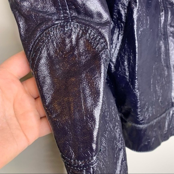 Alice + Olivia Navy Blue Vegan Leather Moto Jacket size Small - Picture 4 of 8